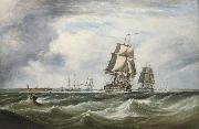 Ebenezer Colls A Royal Naval Squadron running out of Portsmouth china oil painting artist